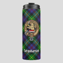Clan Farquharson Crest over Tartan Thermal Tumbler