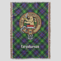 Clan Farquharson Crest over Tartan Throw Blanket