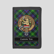 Clan Farquharson Crest over Tartan Trifold Wallet