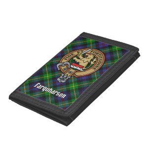 Clan Farquharson Crest over Tartan Trifold Wallet