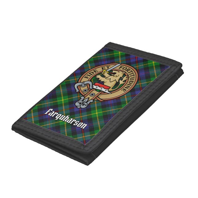 Clan Farquharson Crest over Tartan Trifold Wallet (Bottom)