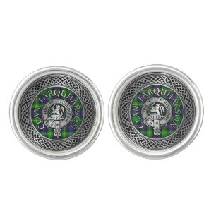 Clan Farquharson Crest & Tartan Knot Cufflinks