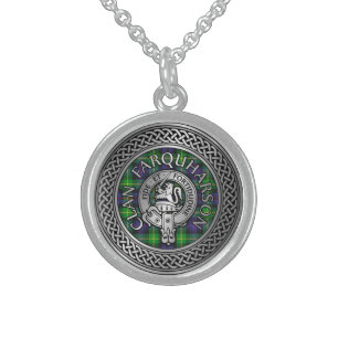 Clan Farquharson Crest & Tartan Knot Sterling Silver Necklace