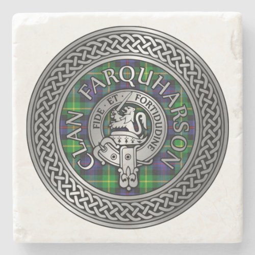 Clan Farquharson Crest  Tartan Knot Stone Coaster