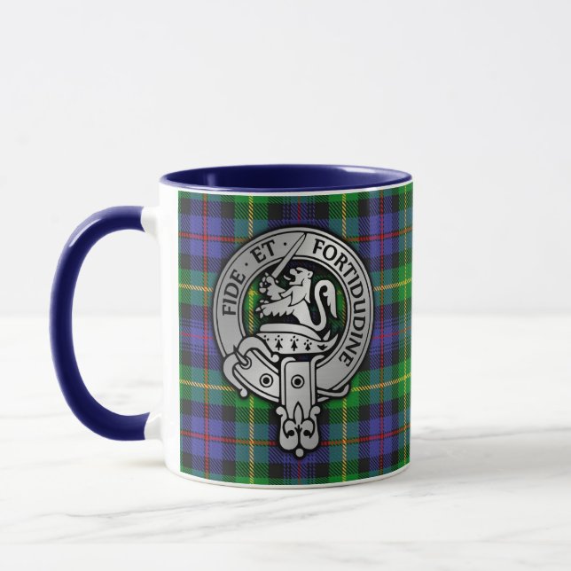 Clan Farquharson Crest & Tartan Mug (Left)