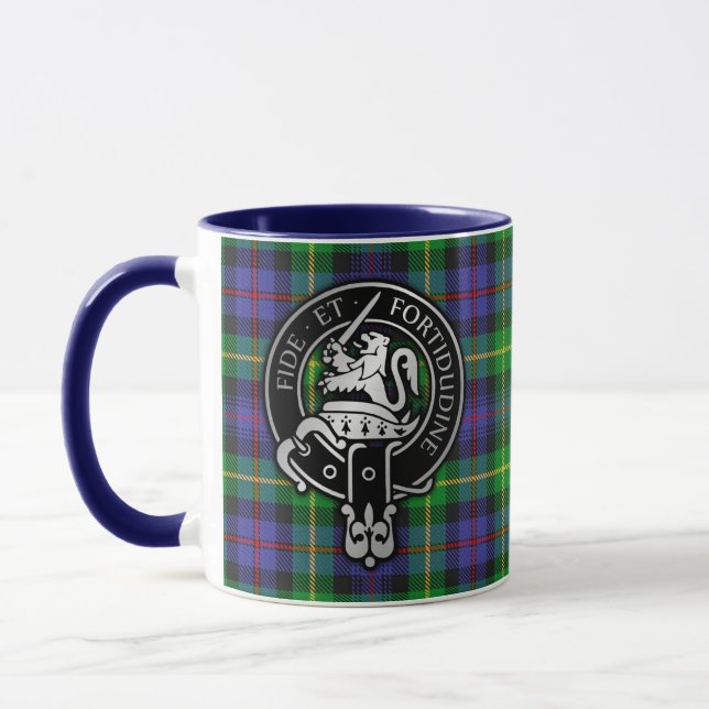 Clan Farquharson Crest & Tartan Mug (Left)