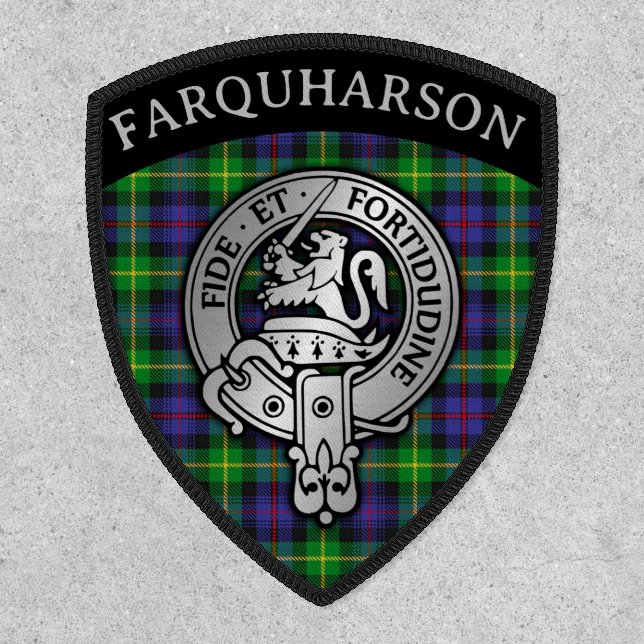 Clan Farquharson Crest & Tartan Shield Patch (Front)