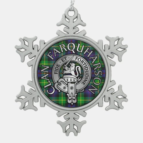 Clan Farquharson Crest  Tartan Snowflake Pewter Christmas Ornament