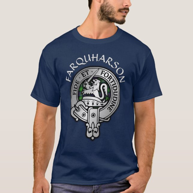 Clan Farquharson Crest & Tartan T-Shirt (Front)