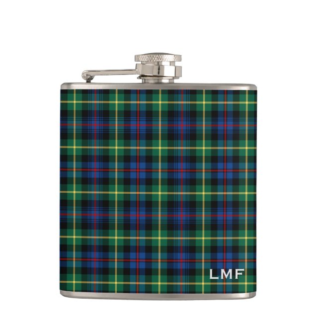 Clan Farquharson Tartan Monogram Flask (Front)