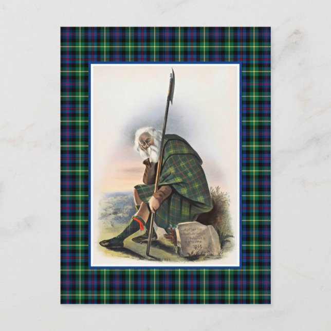 Clan Farquharson Vintage Illustration Tartan Frame Postcard (Front)