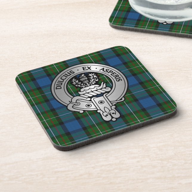 Clan Ferguson Crest & Atholl Tartan Beverage Coaster (Left Side)