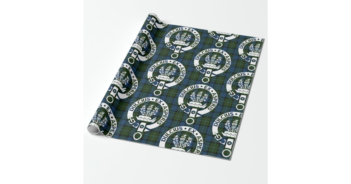 Clan Ferguson Crest Badge &amp; Tartan Wrapping Paper | Zazzle