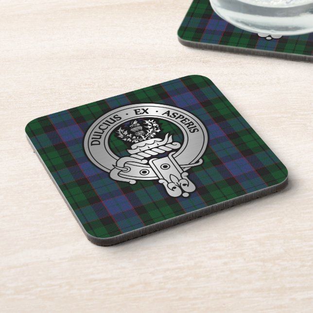 Clan Ferguson Crest & Balquhidder Tartan  Beverage Coaster (Left Side)