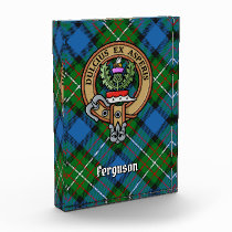 Clan Ferguson Crest over Tartan Acrylic Award