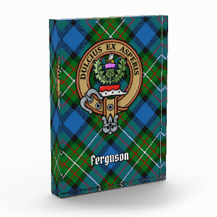 Clan Ferguson Crest over Tartan Acrylic Award