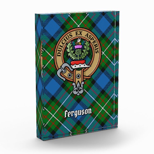 Clan Ferguson Crest over Tartan Acrylic Award (Left)