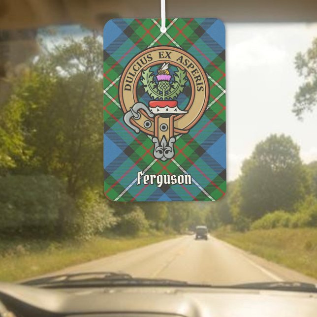 Clan Ferguson Crest over Tartan Air Freshener (Creator Uploaded)