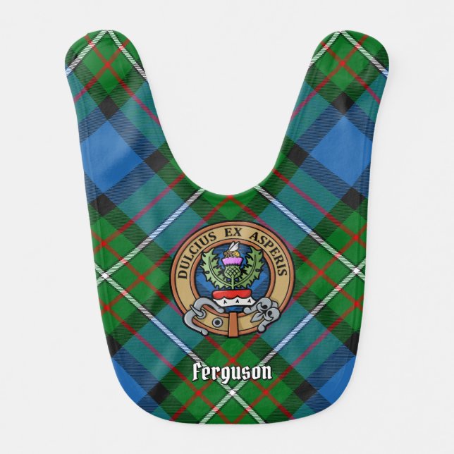 Clan Ferguson Crest over Tartan Baby Bib (Front)