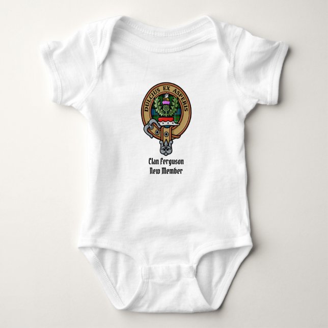 Clan Ferguson Crest over Tartan Baby Bodysuit (Front)