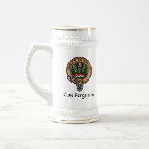 Clan Ferguson Crest over Tartan Beer Stein