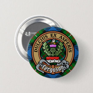 Clan Ferguson Crest over Tartan Button