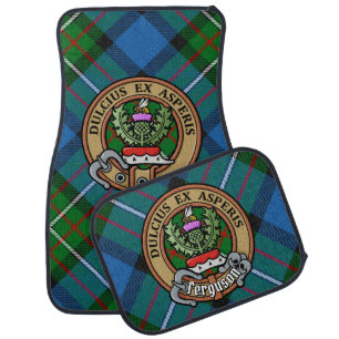 Clan Ferguson Crest over Tartan Car Floor Mat