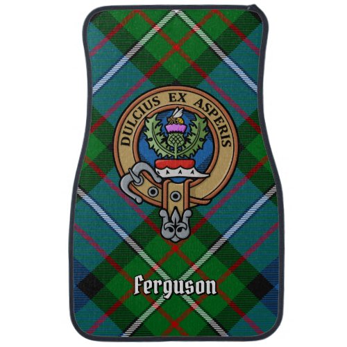 Clan Ferguson Crest over Tartan Car Floor Mat