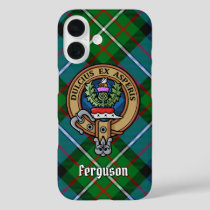 Clan Ferguson Crest over Tartan iPhone 16 Case