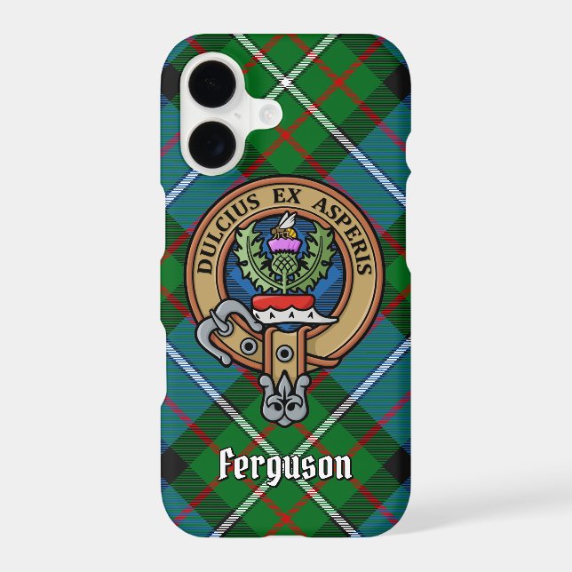 Clan Ferguson Crest over Tartan Case-Mate iPhone Case (Back)