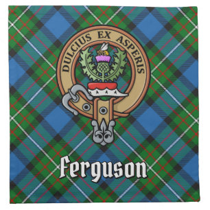 Clan Ferguson Crest over Tartan Cloth Napkin