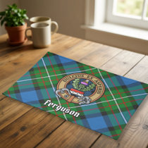 Clan Ferguson Crest over Tartan Cloth Placemat