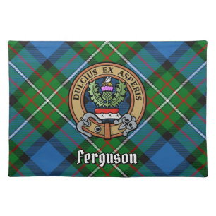 Clan Ferguson Crest over Tartan Cloth Placemat