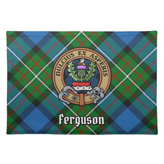 Clan Ferguson Crest over Tartan Cloth Placemat (Front)