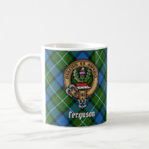 Clan Ferguson Crest over Tartan Coffee Mug