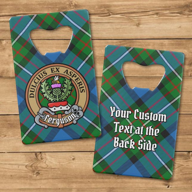 Clan Ferguson Crest over Tartan Credit Card Bottle Opener (Creator Uploaded)