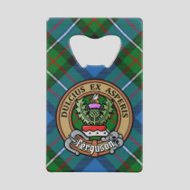 Clan Ferguson Crest over Tartan Credit Card Bottle Opener