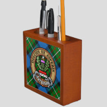 Clan Ferguson Crest over Tartan Desk Organizer