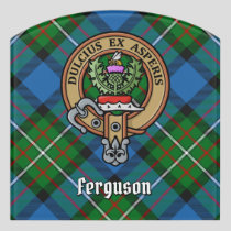 Clan Ferguson Crest over Tartan Door Sign
