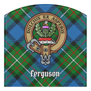 Clan Ferguson Crest over Tartan Door Sign