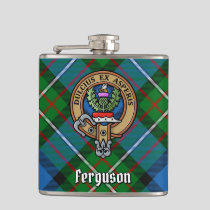 Clan Ferguson Crest over Tartan Flask