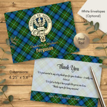 Clan Ferguson Crest over Tartan Foil Invitation Postcard