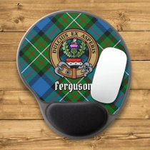 Clan Ferguson Crest over Tartan Gel Mouse Pad