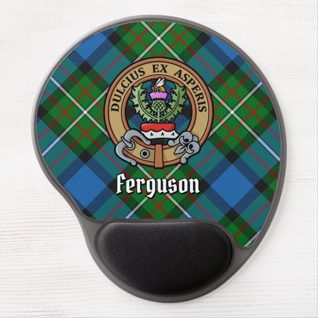 Clan Ferguson Crest over Tartan Gel Mouse Pad (Front)