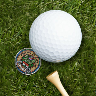 Clan Ferguson Crest over Tartan Golf Ball Marker