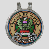 Clan Ferguson Crest over Tartan Golf Hat Clip