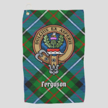 Clan Ferguson Crest over Tartan Golf Towel