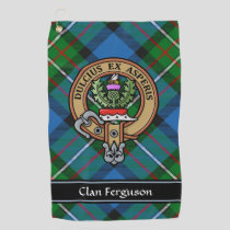 Clan Ferguson Crest over Tartan Golf Towel