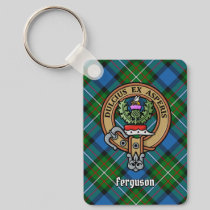 Clan Ferguson Crest over Tartan Keychain