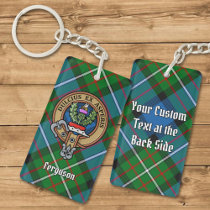 Clan Ferguson Crest over Tartan Keychain